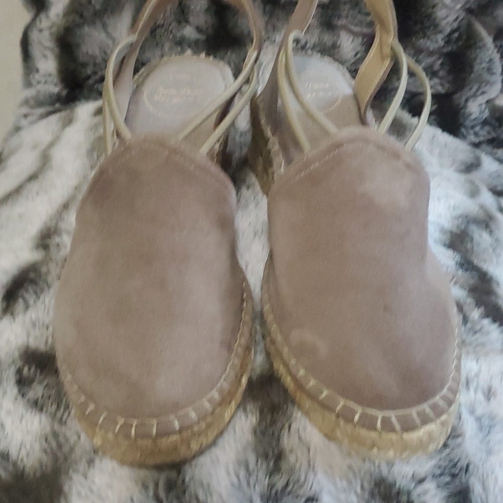 Toni Pons Origens Nuria Suede Espadrilles Elastic Straps Beige Sz 39